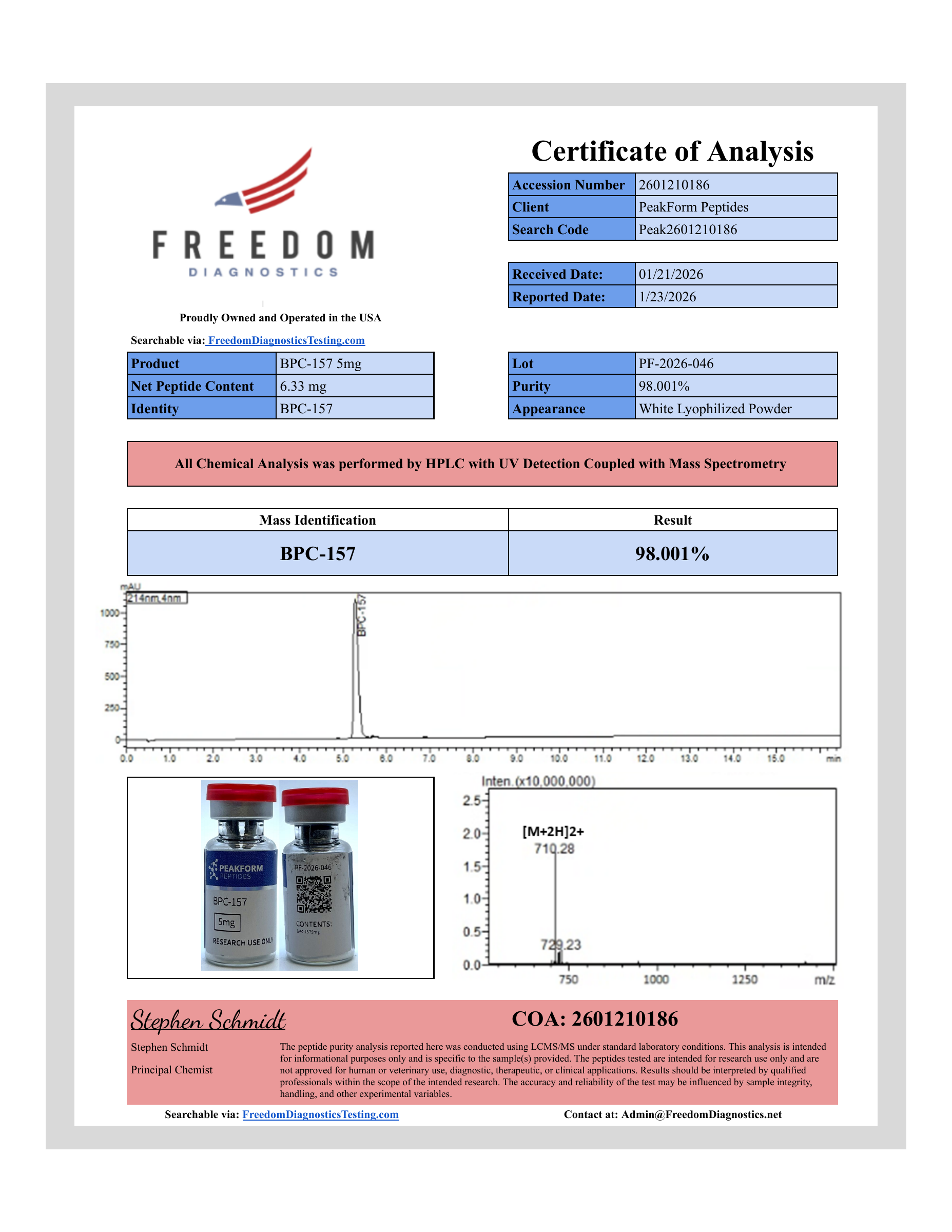 BPC-157 · 5 mg — certificate page 1