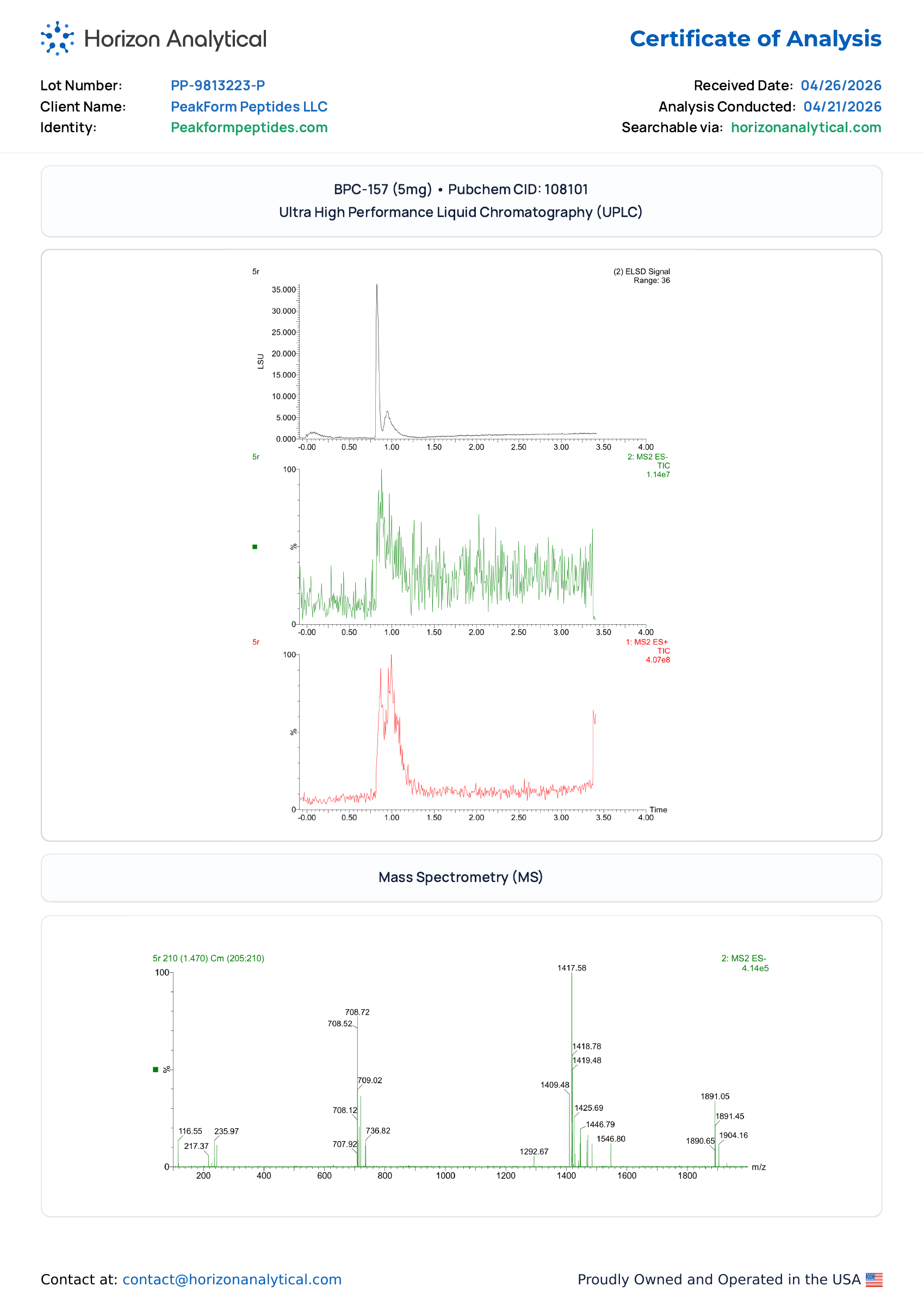 BPC-157 + TB-500 · 5 mg / 5 mg — certificate page 2