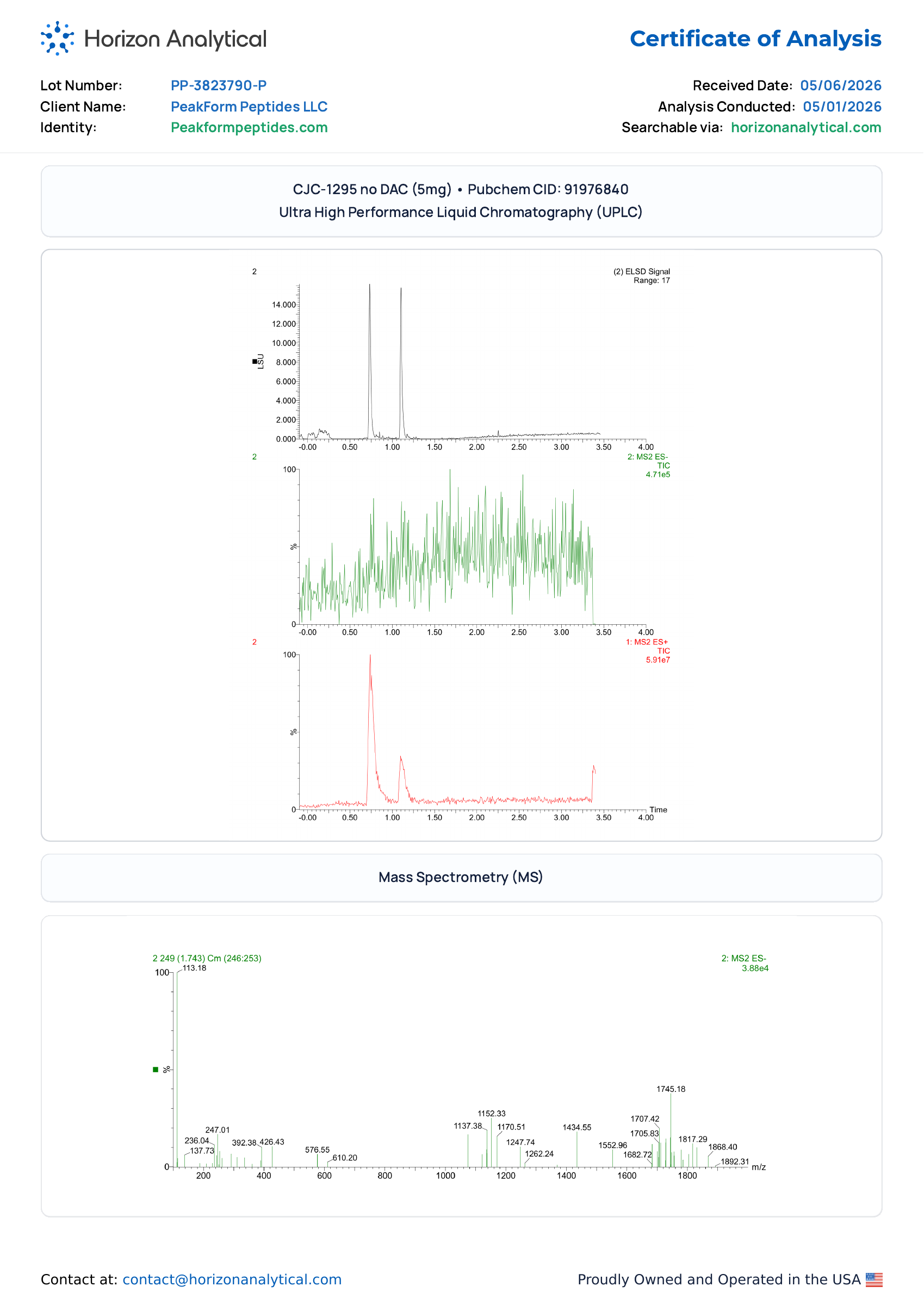 CJC-1295 No DAC + Ipamorelin · 5 mg / 5 mg — certificate page 4