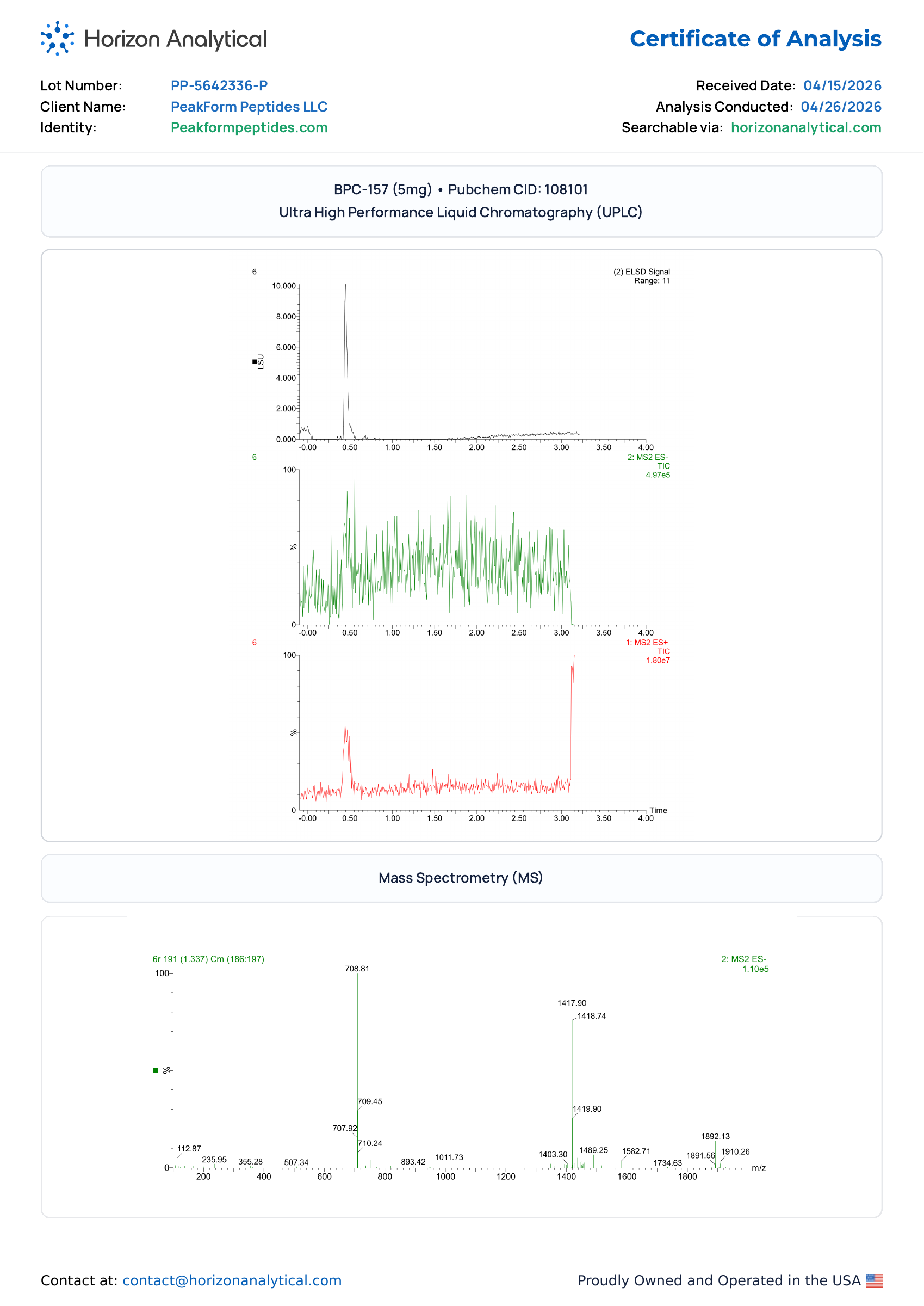 BPC-157 · 5 mg — certificate page 2