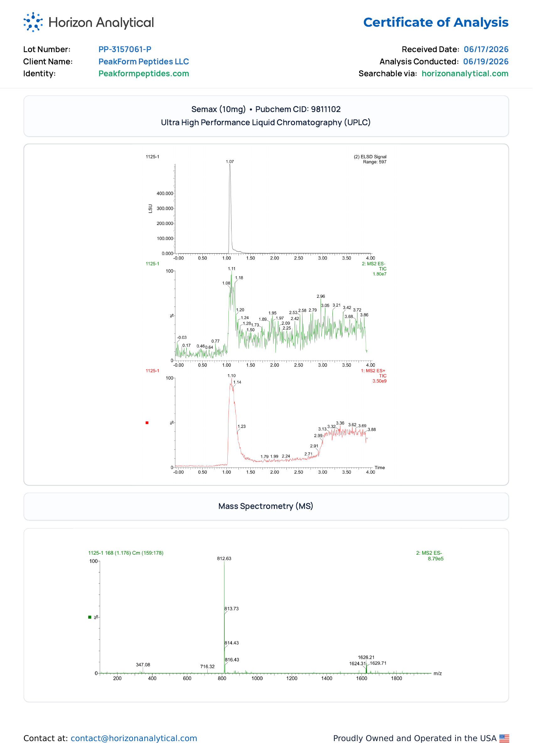 Semax · 10 mg — certificate page 2